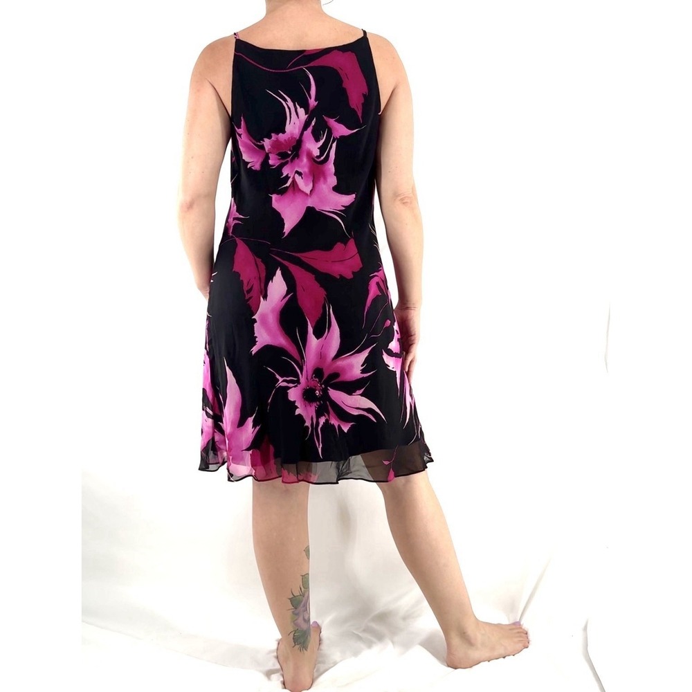 Vtg Floral Silk Slip Dress M Fairy Romantic Whimsical Wedding Guest Event Pink - Picture 2 of 4